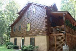 log home with new stain